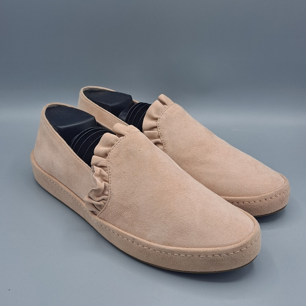 NEW Womens Joie Blush Pink Suede Ruffled Slip-On Sneaker Shoes Euro 37 US SZ 7